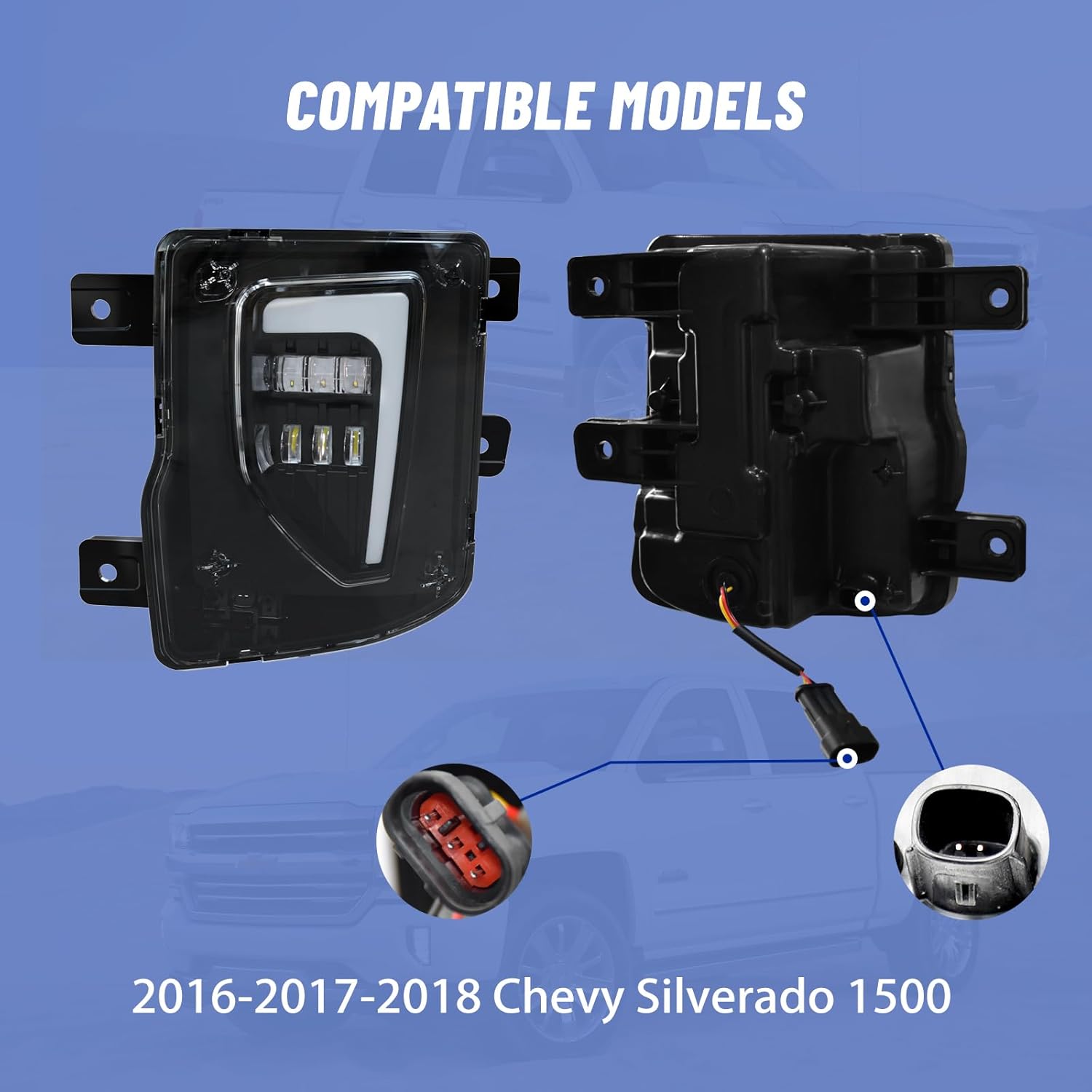 OKSIWA Led Fog Lights for 2016 2017 2018 Chevy Silverado 1500, Starting Animated lights, LED fog lights, driving lights, and dynamic turn signals. 1 Pair Fog Lamps