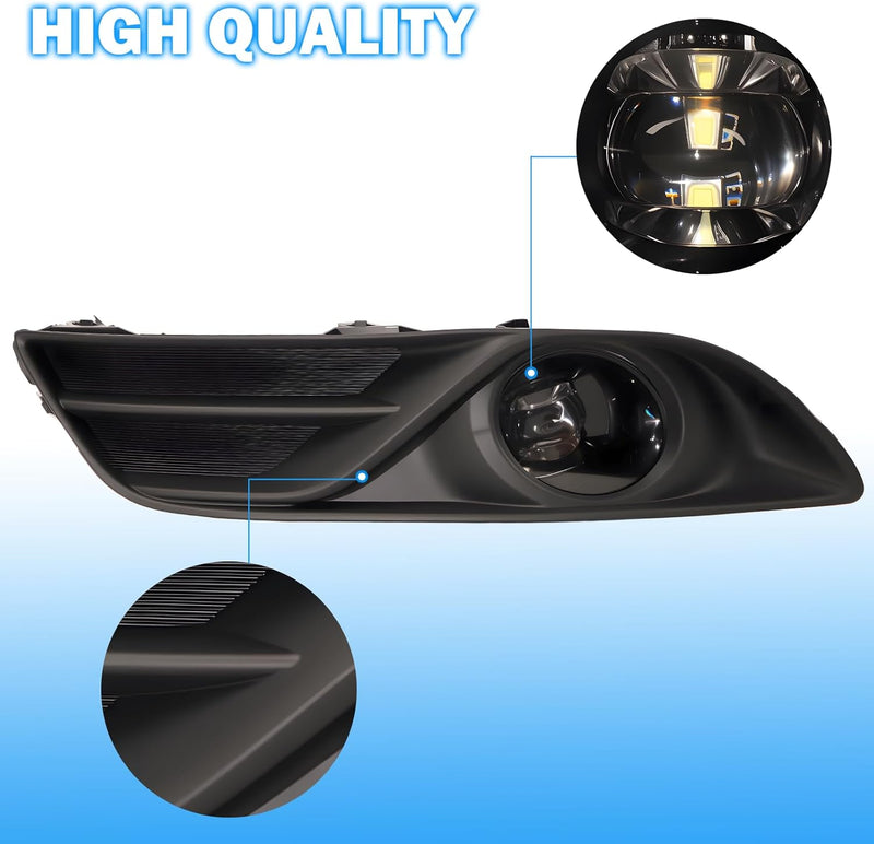 OKSIWA LED Fog Lights Assemblies Compatible With 2013 2014 2015 Nissan Sentra Clear Lens Front Bumper Fog Lights-5