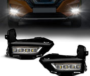 OKSIWA LED Fog Lights with DRL,Compatible with Nissan Rogue/X-Trail 2017 2018 2019 2020 (Not Fit Sport Models),Fog Lights Bumper Driving Lamps Assembly, Clear Lens, White