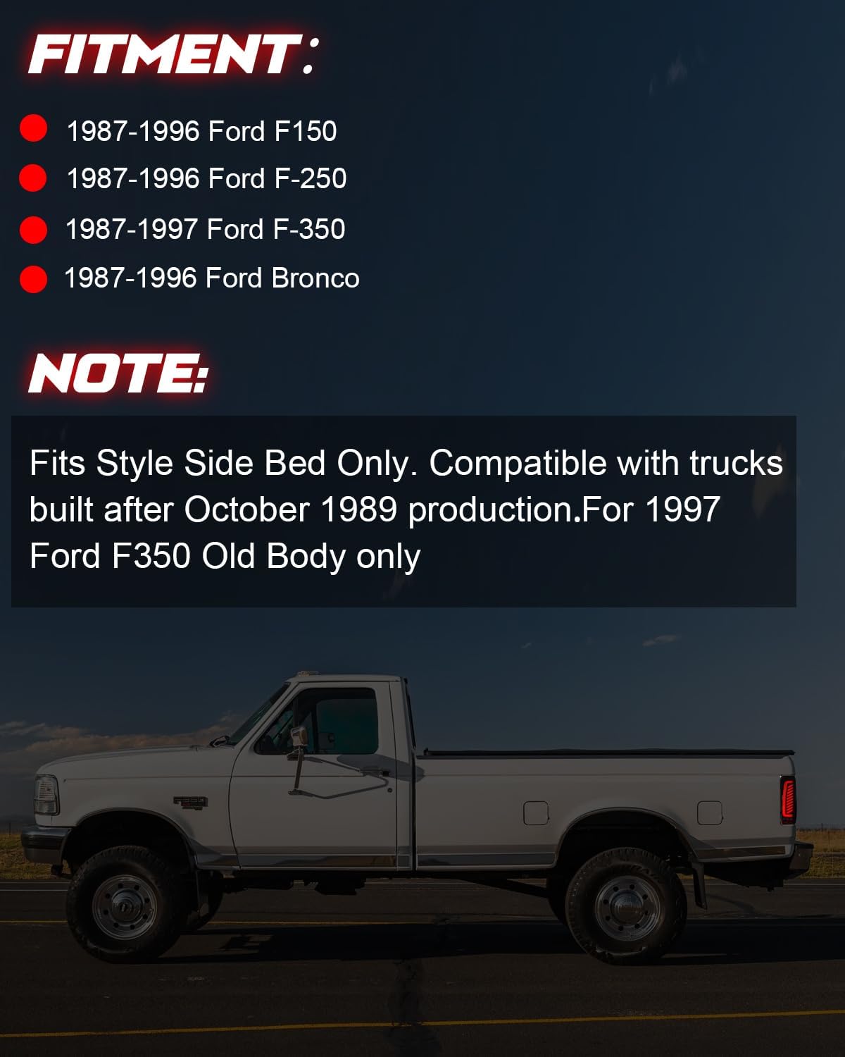 Sequential Full LED Tail Lights for 1989–1996 Ford F-150/F-250/F-350/Bronco-3