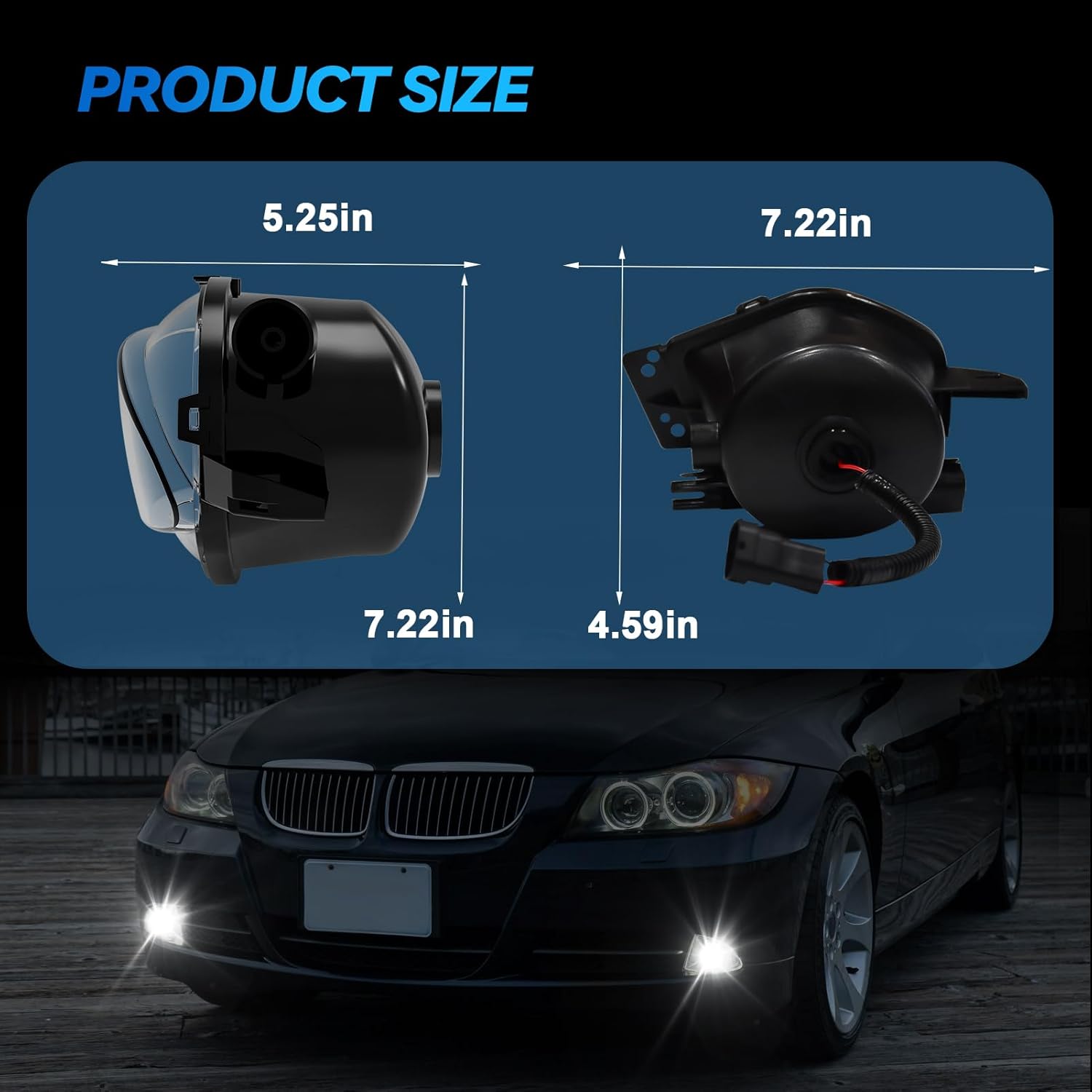 OKSIWA LED Fog Lights Assembly for BMW 3 Series 2006-2008 (323i /325i / 325xi / 328i / 328xi / 330i / 330xi / 335i / 335xi Sedan E90 / Wagon E91) Front Driving Fog Lamp Clear Lens -1 Pair