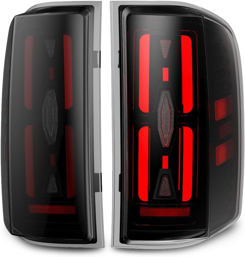 OKSIWA Full LED Tail Lights Assemble Compatible for 2007-2013 Chevy Silverado 1500& 2007-2014 Chevy Silverado 2500HD/3500HD With Start-Up Animation, Dynamic Turn Signals, Brake Light,Reverse Light-Smoked-5