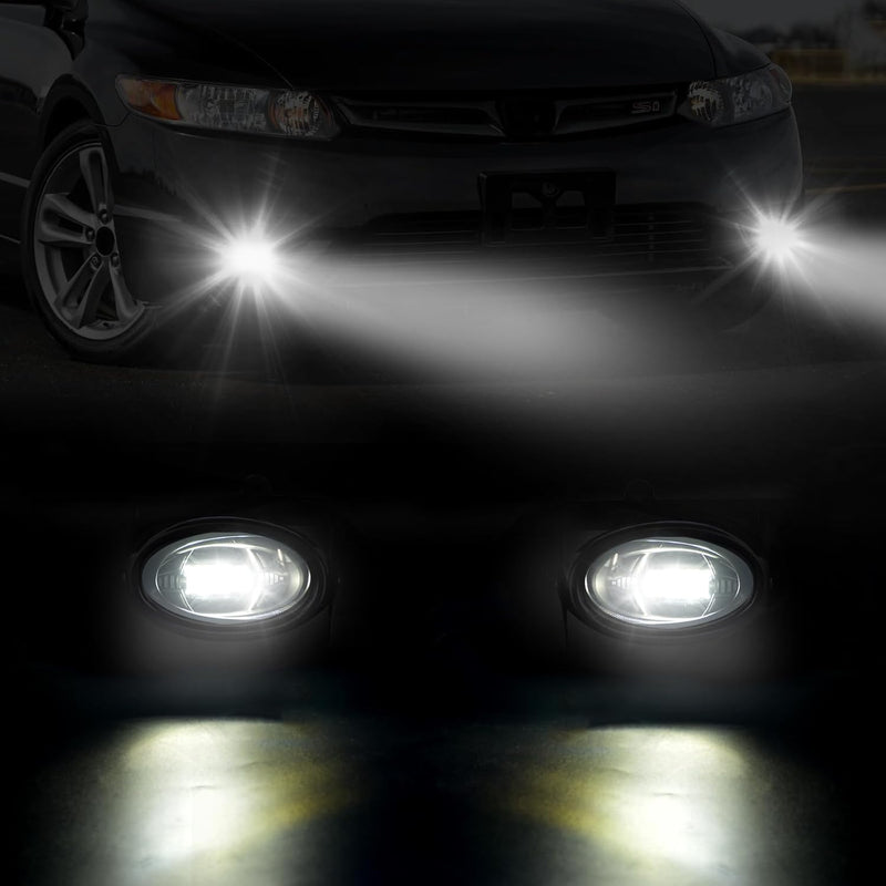 OKSIWA LED Fog Lights for 2006 2007 2008 Honda Civic Coupe 2DR,Front Bumper Driving Light kit,Fog Lamp Assembly Replacement with Switch,Wiring Harness,Plug and Play-7