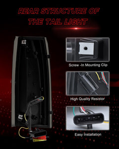 Smoked LED Tail Lights for 1988-1998 Chevy GMC C/K Pickup, 92-99 Suburban, 95-00 Tahoe, Full Size Blazer Yukon Cadillac Escalade Plug & Play-6