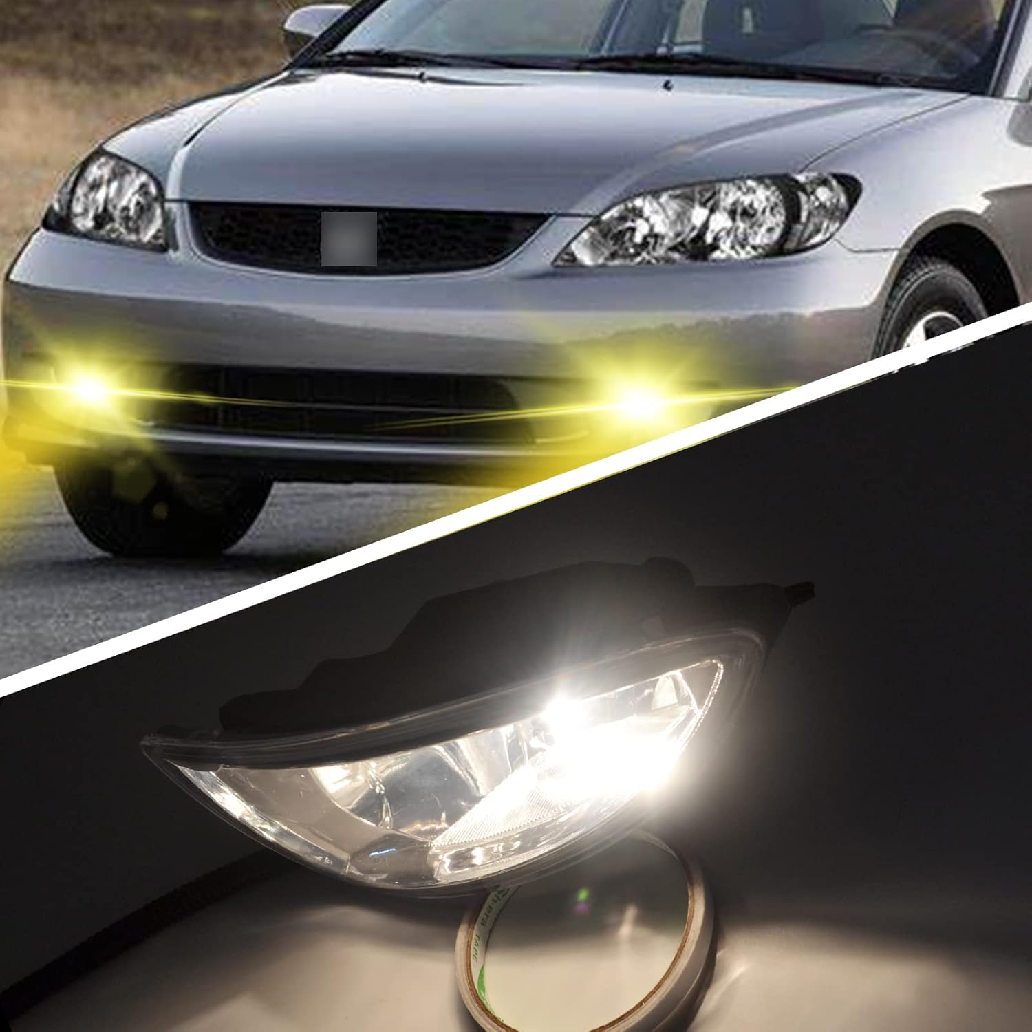 OKSIWA Driving Fog Lights Compatible with 2004-2005 Honda Civic 2/4DR 1 Pair Bumper Fog Lamps with Halogen Bulb, Switch and Harness (Clear Lens)-4