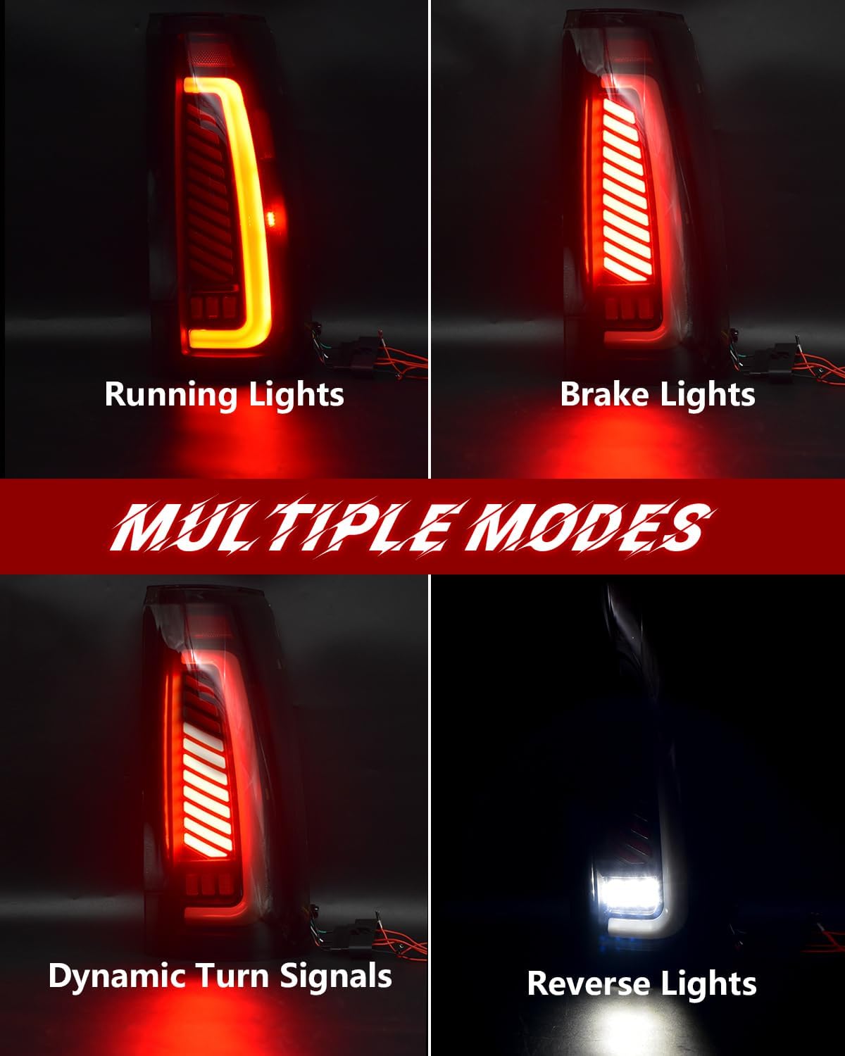 Sequential LED Tail Lights for 1988-1998 Chevy GMC C/K Sierra, 1992-1999 Suburban Yukon, 95-99 Tahoe,Blazer,Cadillac Escalade Plug & Play