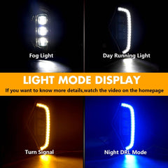 3-Color LED Fog Lights with White/Amber/Blue DRL for 2019-2025 Toyota RAV4 w/ Bezel & Harness Plug & Play-2