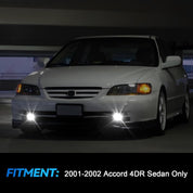 OKSIWA LED Fog Lights fit for 2001-2002 Honda Accord 4DR Sedan, Front Driving Fog Lamps Assembly Replacement Kit, Clear Lens（1 Pair）