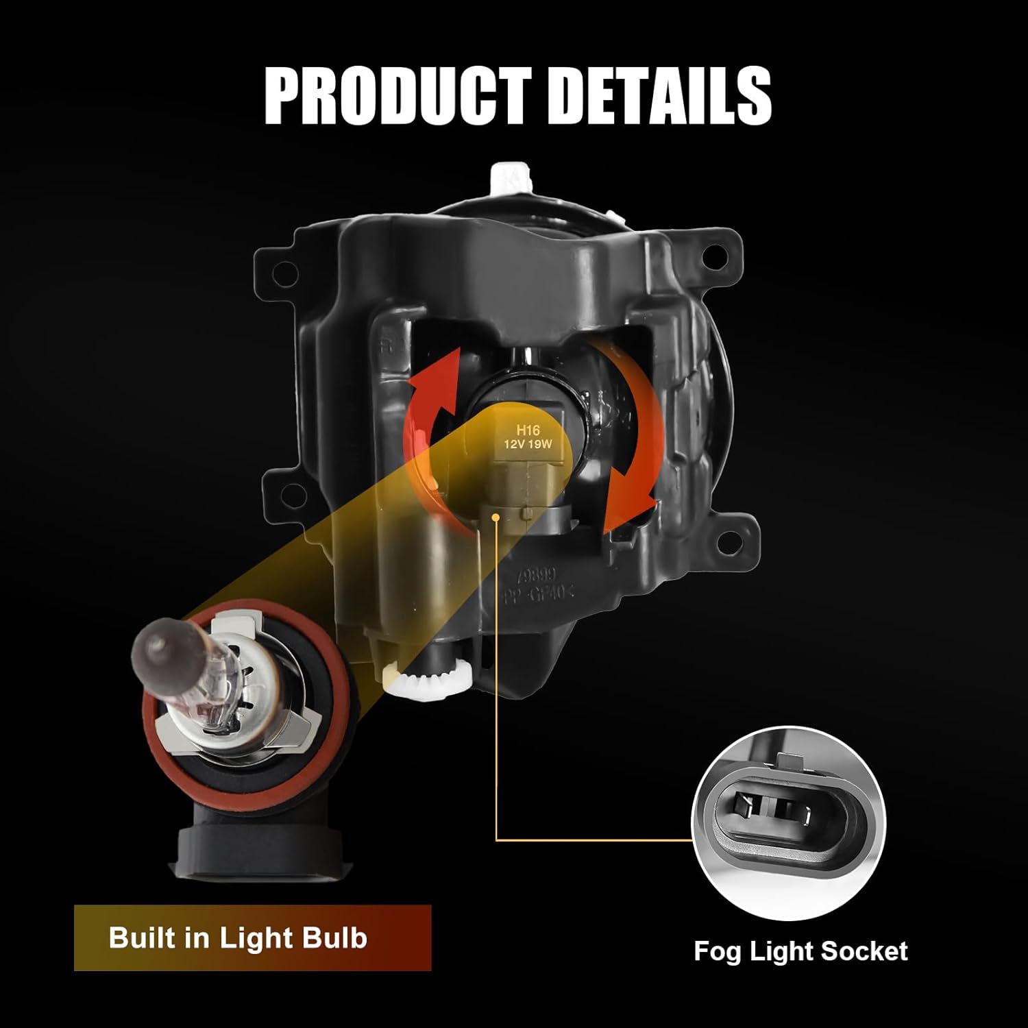 OKSIWA Halogen Fog Lights For 2013 2014 2015 Toyota RAV4, Front Bumper Fog Lamps Replacement with Wiring Harness,Easy to Install