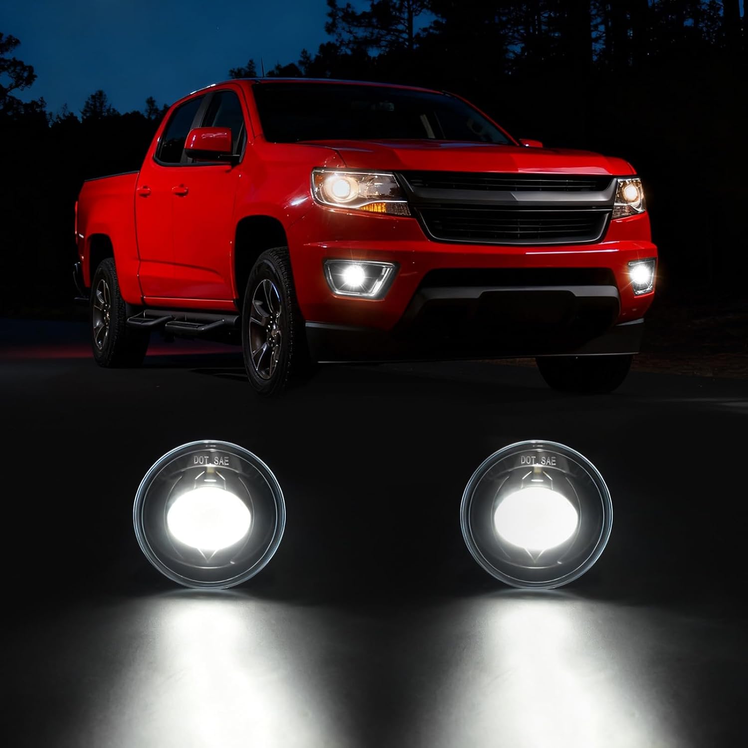 DOT Compliant LED Fog Lights for 2015-2019 Chevy Colorado with Wiring Harness & Switch Clear Lens Plug & Play-5