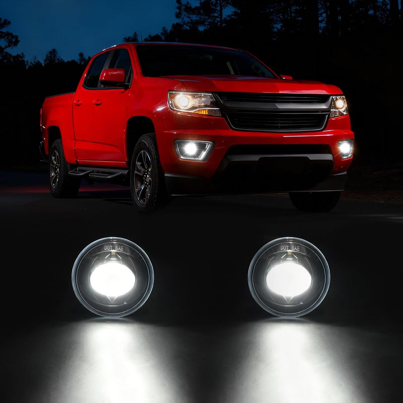 DOT Compliant LED Fog Lights for 2015-2019 Chevy Colorado with Wiring Harness & Switch Clear Lens Plug & Play-5