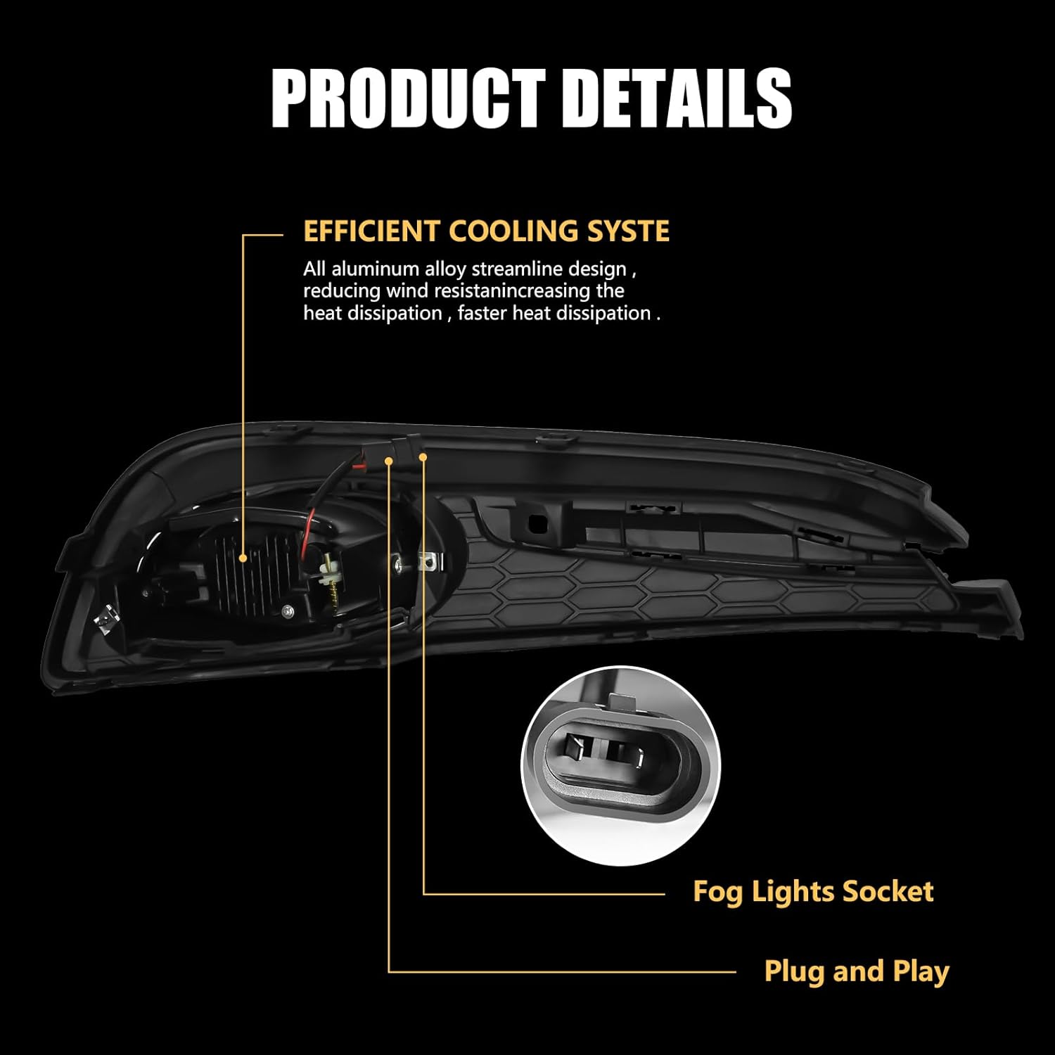 OKSIWA LED Fog Lights Fit for 2013 2014 2015 Honda Civic 4-Door Sedan, Front Bumper Driving Light Kit, Fog Lamps Replacement with Wiring Harness,Clear Lens,Plug and Play