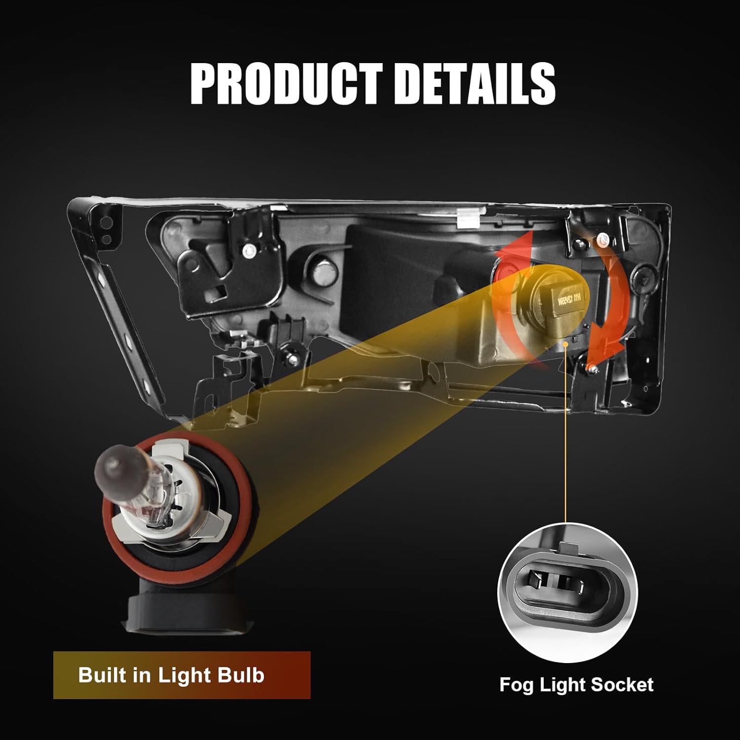 OKSIWA Halogen Fog Light for 2013-2015 Honda Accord Sedan 4 Door,1 Pair Upgrade Fog Lamps Assembly Replacement, Front Bumper Driving Light Kit-4