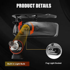 OKSIWA Halogen Fog Lights for 2002-2006 Cadillac Escalade/EXT, 2003-2006 Escalade ESV, Led Fog Lamps front Bumper Driving Light,Plug and Play-4