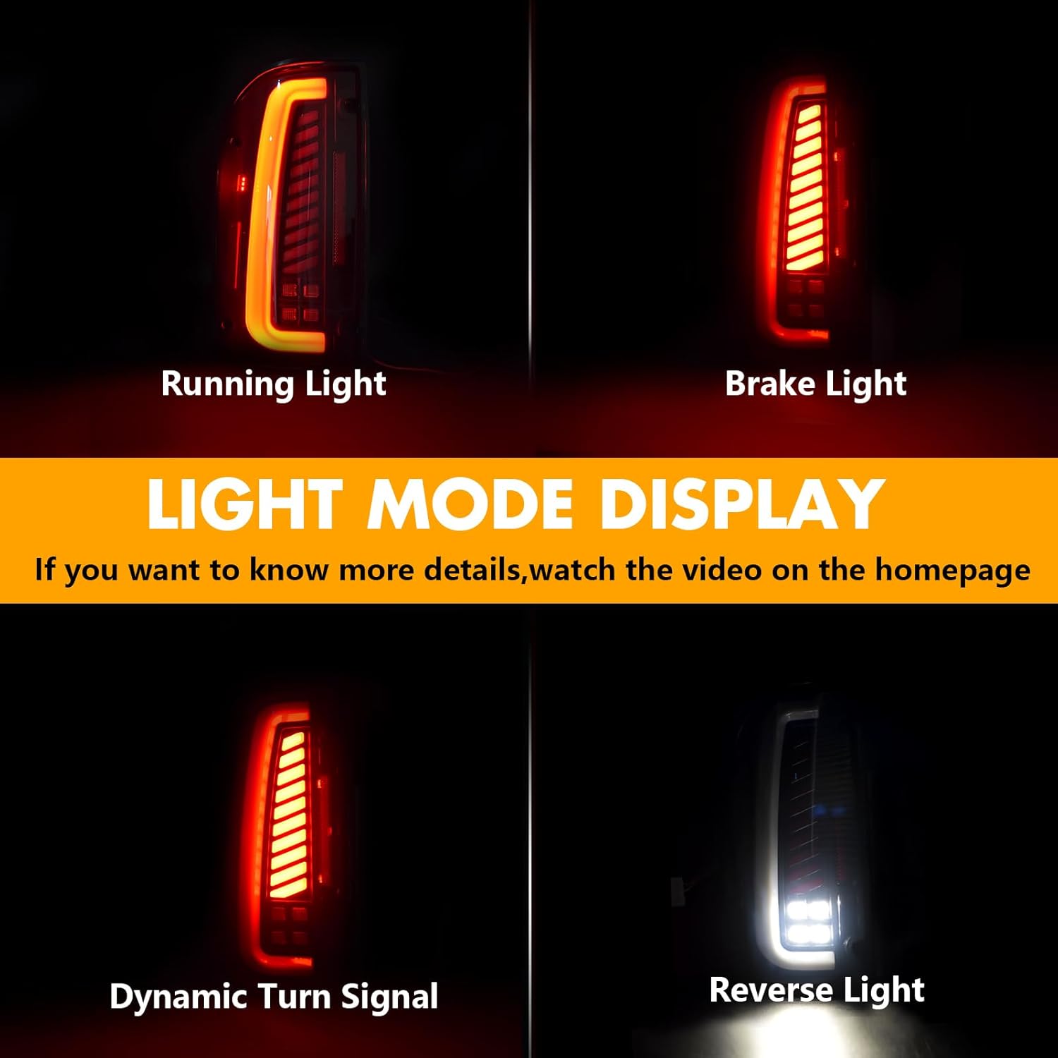 OKSIWA Sequential Full LED Tail Lights Compatible With 1995-2000 Toyota Tacoma,with Start-up Animation, Dynamic Turn Signal, Brake, Reverse Lights, Tail Lamp Rear Light Replacement-2