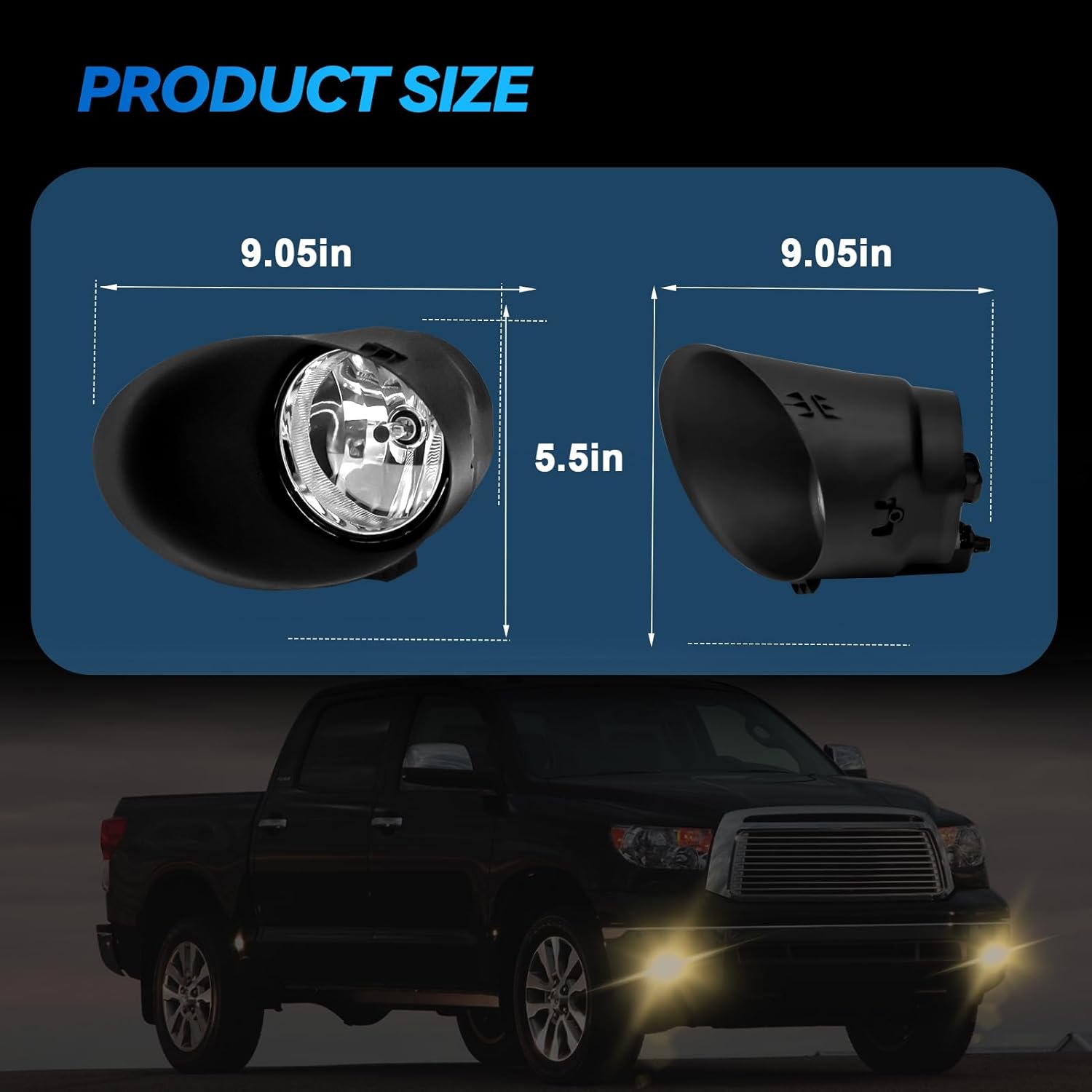 OKSIWA Fog Lights Compatible with Toyota Tundra 2007-2013, Front Driving Fog Lamp Assembly, Halogen Bulbs，OEM-Style Replacement, Clear Lens（1 Pair）-5