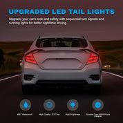 OKSIWA LED Tail Lights for Honda Civic 10th Gen Sedan 2016-2021,Rear Tail Lamps Assembly with Starting Animated,One Pair Sequential LED Turn Signal,Smoked(Not Fit Hatchback & Type R)