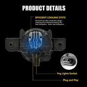 OKSIWA LED Fog Lights,Compatible with 2013-2016 Nissan Pathfinder,Front Bumer Driving Light Fog Lamp Assembly Kit with Wiring Harness, Switch,Plug and Play