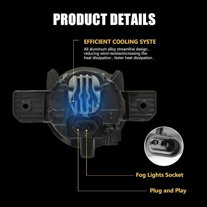 OKSIWA LED Fog Lights,Compatible with 2013-2016 Nissan Pathfinder,Front Bumer Driving Light Fog Lamp Assembly Kit with Wiring Harness, Switch,Plug and Play-4