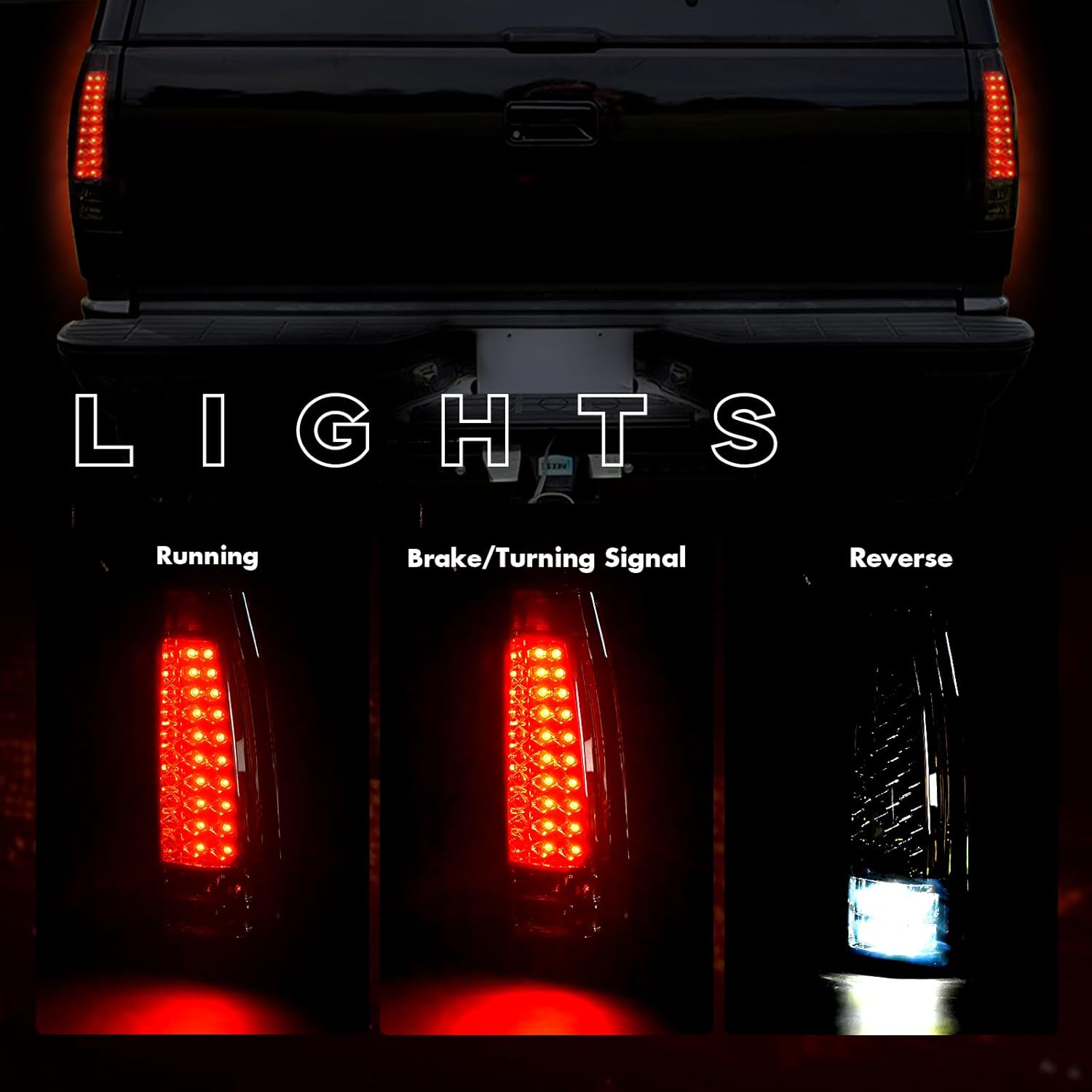 OKSIWA Full Led Tail Lights for Chevy GMC 1988-1999 C/K Pickup Truck Silverado Suburban Sierra Tahoe Yukon Turn Signal,Brake Light,Reverse Light Smoked