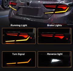 OKSIWA Full LED Tail Lights for Honda Accord 2018 2019 2020 2021 2022 (10th & 10.5th Gen) | 18-22 Accord Rear Lights with Start-Up Animation, Turn Signals, Brake Lights, and Reverse Lights-2