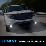 OKSIWA LED Fog Lights Assembly Compatible with 2013 2014 2015 Ford Explorer, Front Driving Fog Lamps Clear Lens Replacement Kit, DOT Certified - 1 Pair