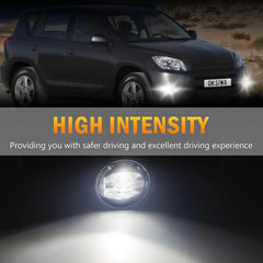 OKSIWA LED Fog Lights for 2006 2007 2008 Toyota RAV4,1 Pair Front Driving Fog Lamps Kits with Wiring Harness Switch,Clear Lens-3