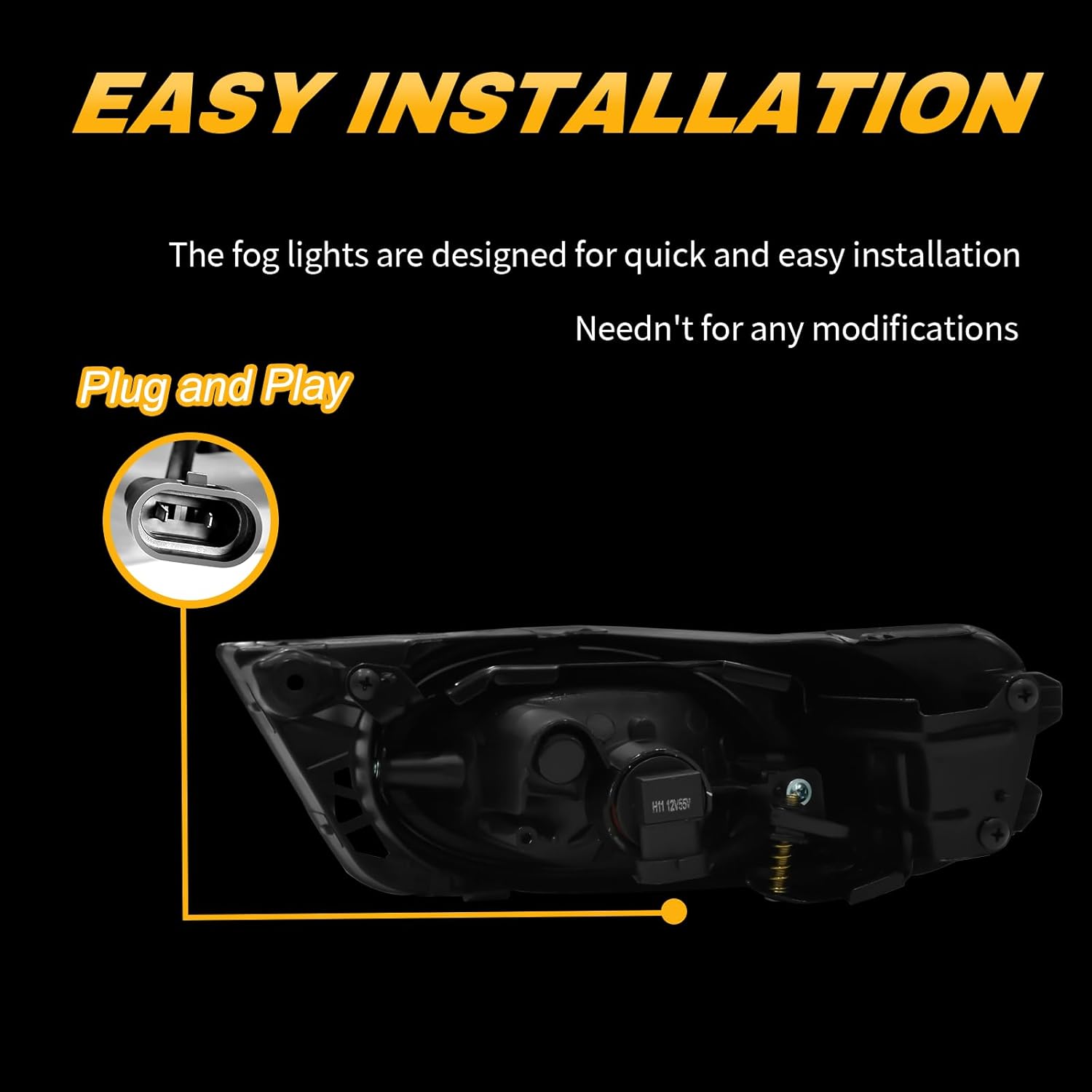 OKSIWA Halogen Fog Lights Fit for 2009 2010 2011 Honda Civic 4-Door Sedan,Front Bumer Driving Light Kit,Fog Lamps Replacement with Wiring Harness,Clear Lens,Plug and Play