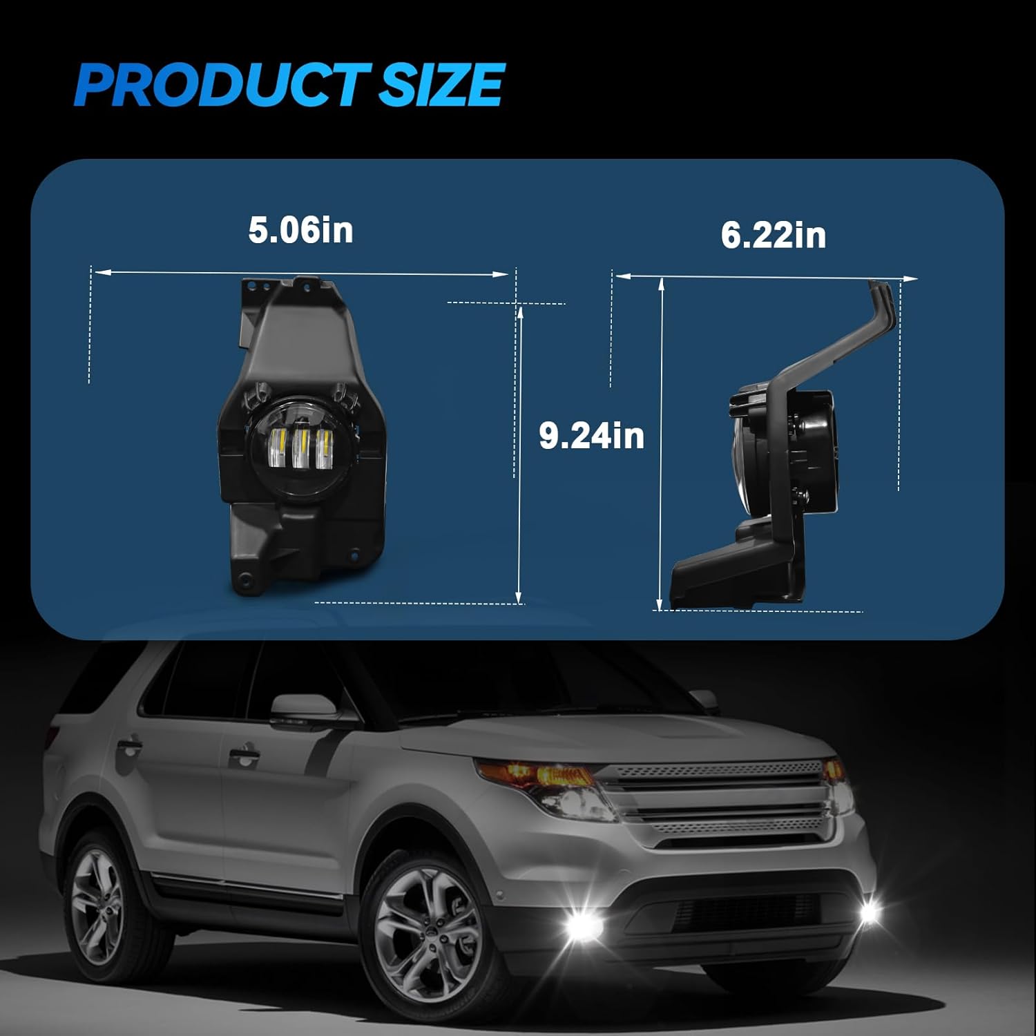 OKSIWA LED Fog Lights Assembly Compatible with 2013 2014 2015 Ford Explorer, Front Driving Fog Lamps Clear Lens Replacement Kit, DOT Certified - 1 Pair