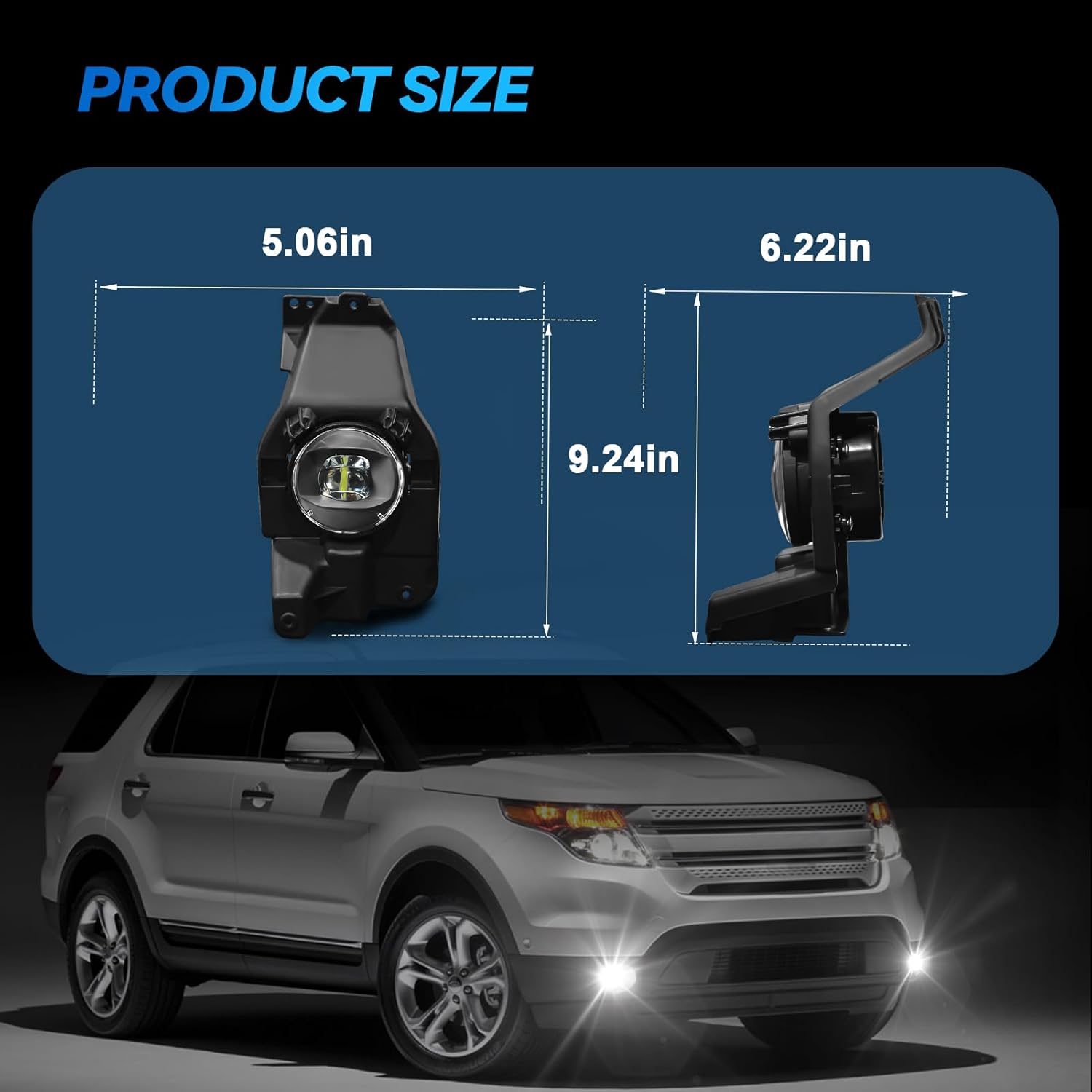 OKSIWA LED Fog Lights Assembly Compatible with 2013 2014 2015 Ford Explorer, Front Driving Fog Lamps Clear Lens Replacement Kit, DOT Certified - 1 Pair