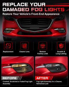 DOT Approved Halogen Fog Lights for 2017 2018 Mazda 3-5