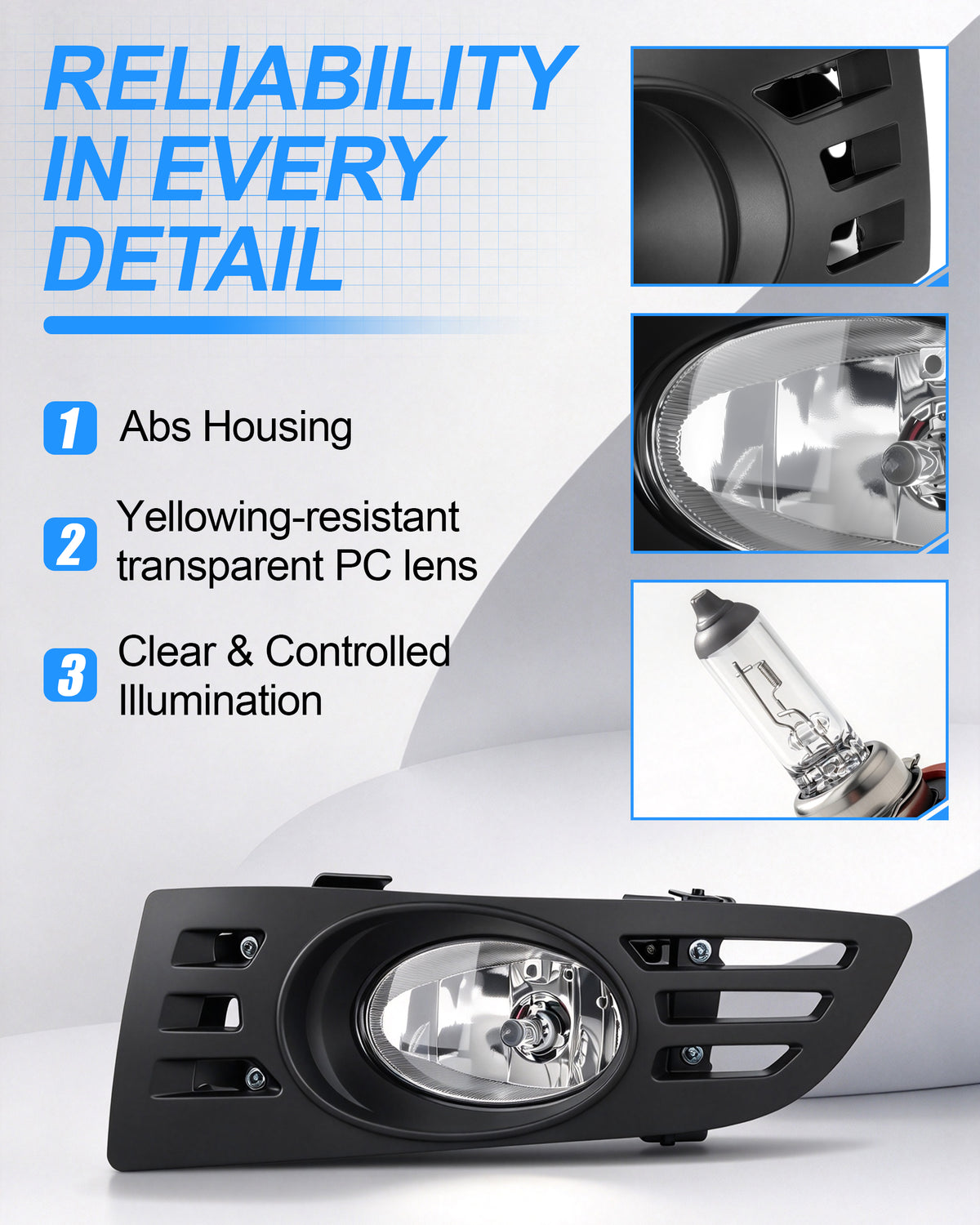 DOT approved  Fog Lights Compatible with 2003 - 2005 Honda Accord 2 Door Coupe, With Wiring Harness(Clear Lens)-5
