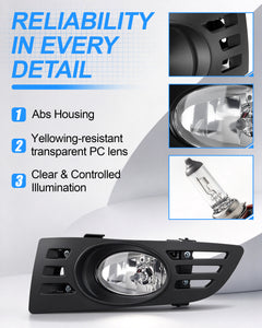 DOT approved  Fog Lights Compatible with 2003 - 2005 Honda Accord 2 Door Coupe, With Wiring Harness(Clear Lens)-5