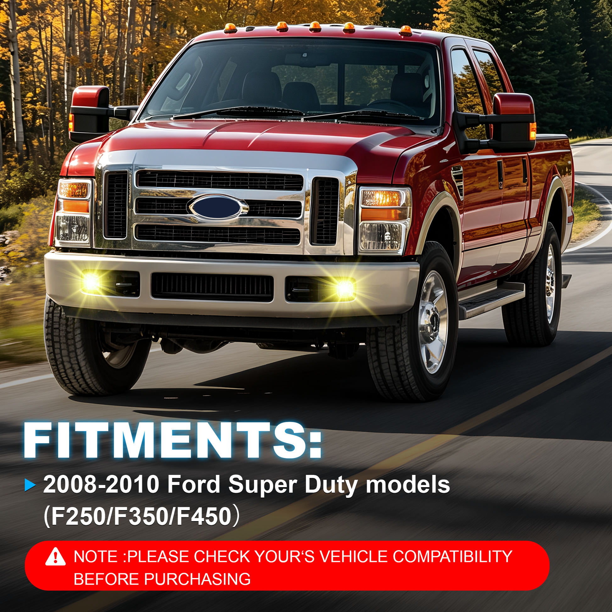 DOT Approved LED Fog Light for 2008–2010 Ford F-250 F-350 F-450 Super Duty, Plug & Play, 1 Pair-2