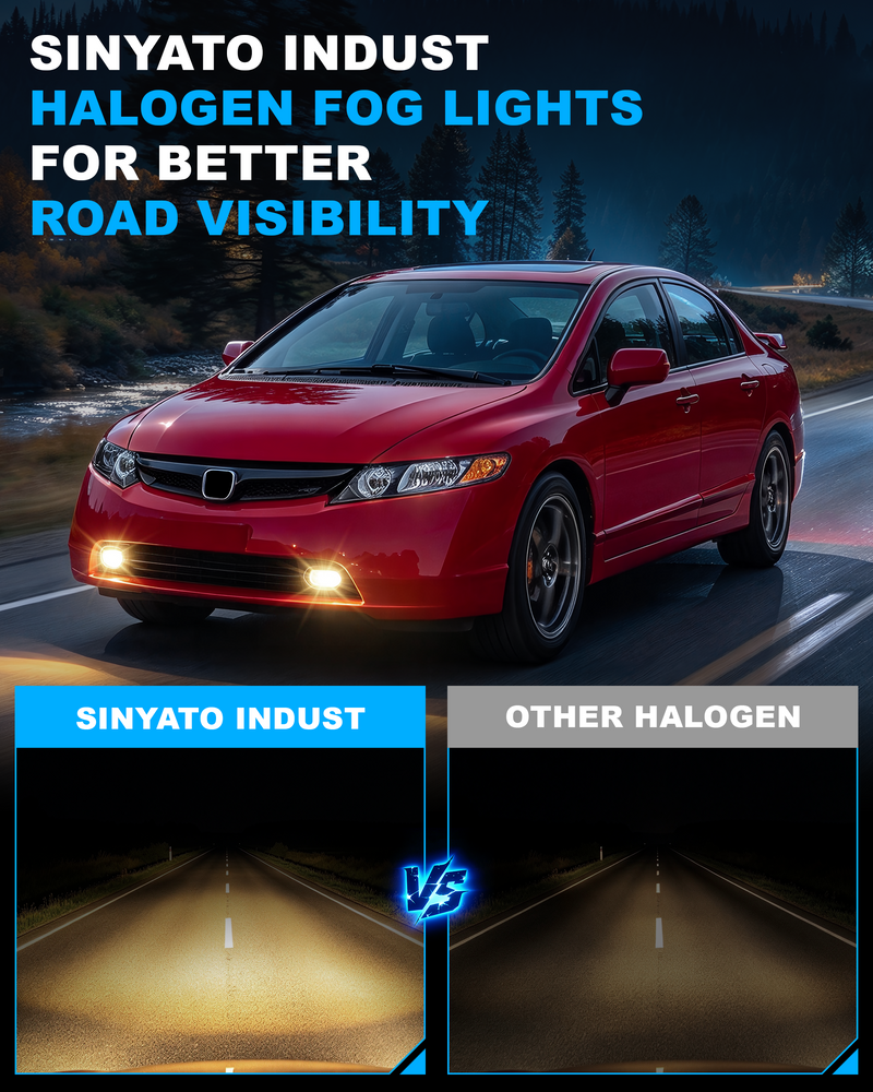 DOT approved Halogen Fog Lights for 2006 - 2008 Honda Civic 4-Door Sedan,Wiring Harness,Plug and Play-2