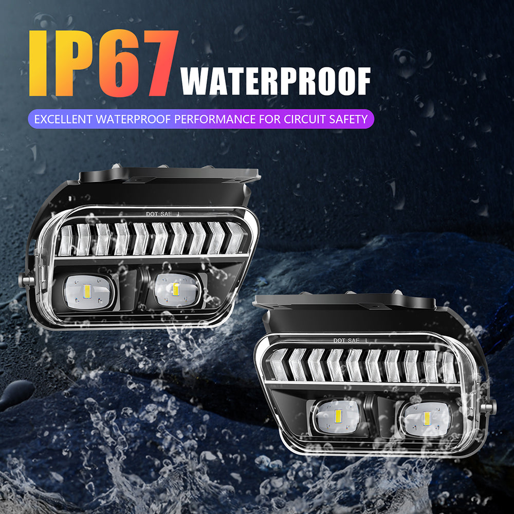 OKSIWA LED Fog Lights with Day Running Light for Chevy Silverado 2003-2006 All Models,Avalanche 2002-2006,White DRL, Amber Turn Signal, Pickup Truck Driving Fog Lamps, Clear Lens
