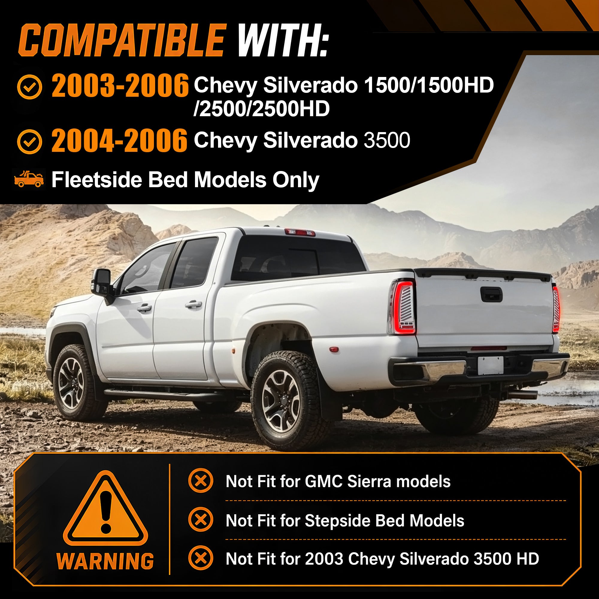 Sequential Clear LED Tail Lights with Startup Animation for 2003-2006 Chevy Silverado Plug & Play Waterproof-3