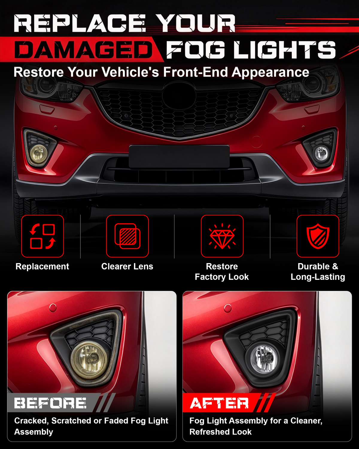 DOT Approved Halogen Fog Lights for 2013 - 2016 Mazda CX-5 CX5-5