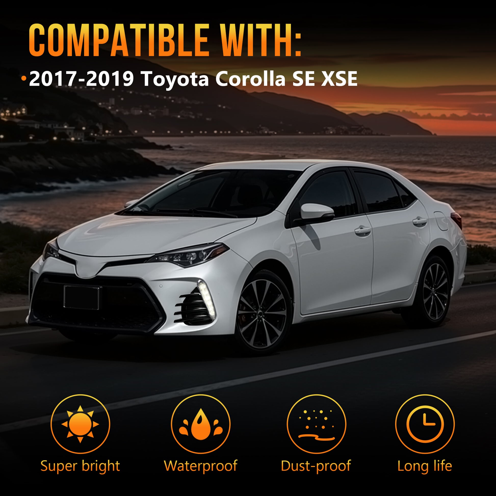 DOT Approved LED Fog Light for 2017–2019 Toyota Corolla SE/XSE, Plug & Play, Waterproof, 1 Pair-3