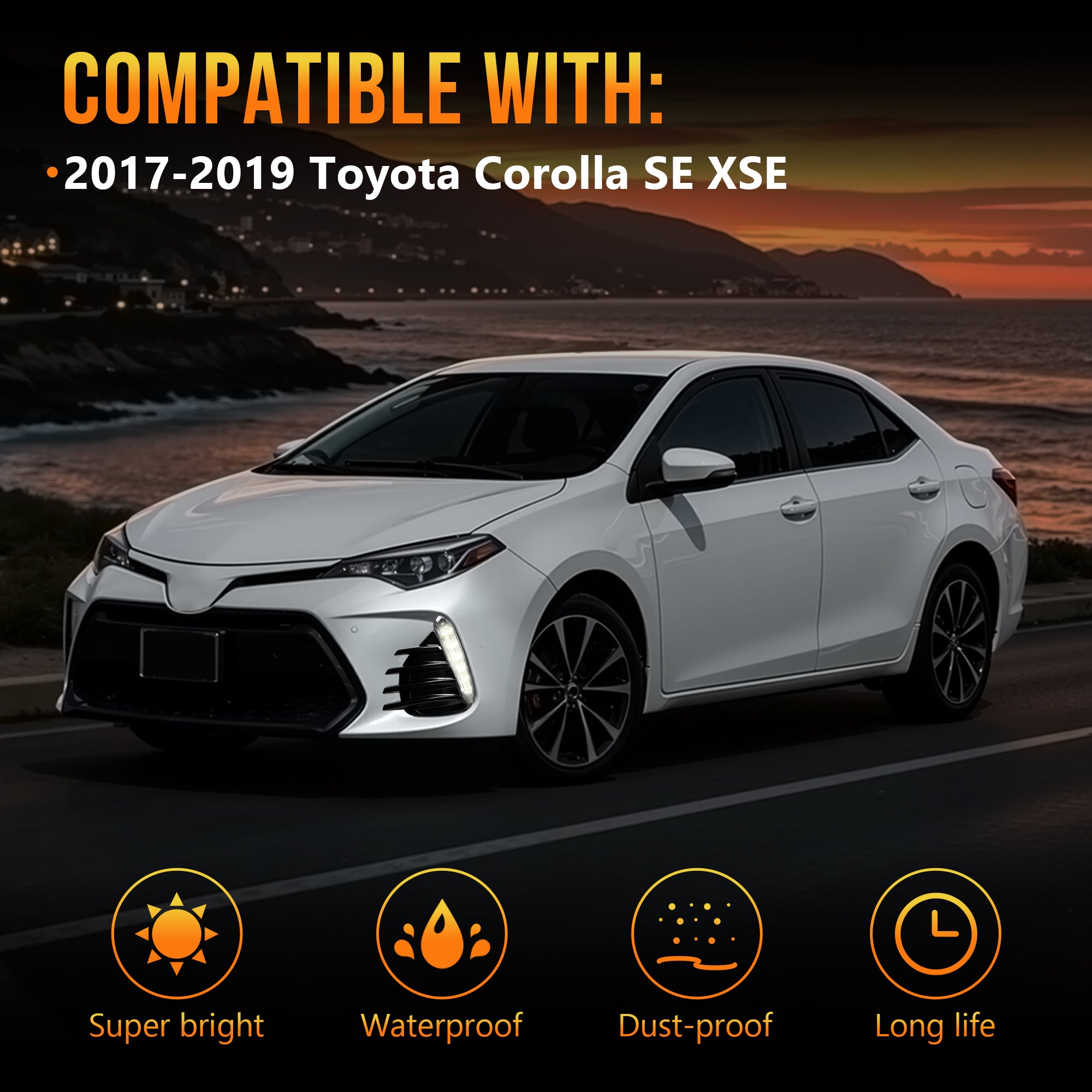 DOT Approved LED Fog Light for 2017–2019 Toyota Corolla SE/XSE, Plug & Play, Waterproof, 1 Pair-3