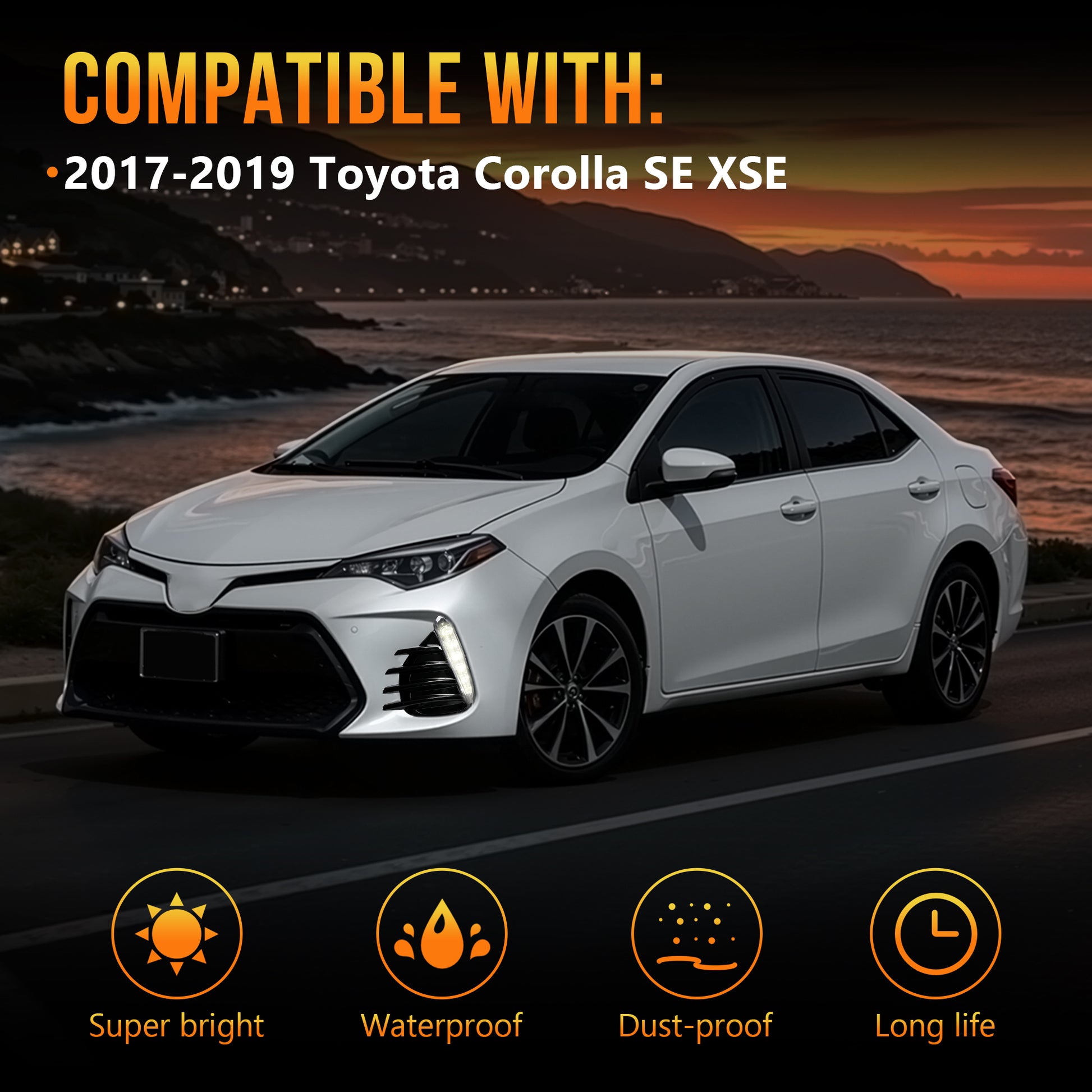 DOT Approved LED Fog Light for 2017–2019 Toyota Corolla SE/XSE, Plug & Play, Waterproof, 1 Pair-3