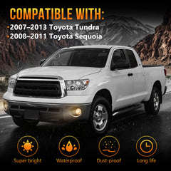 Fog Light Kit for 2007–2013 Toyota Tundra & 2008–2011 Sequoia, Plug & Play, Waterproof, Full Wiring Harness-6