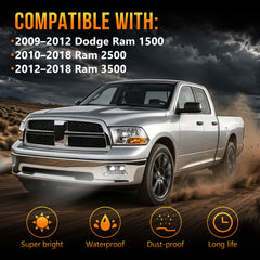 DOT Approved LED Fog Light with DRL for 2009–2012 Ram 1500, 2010–2018 Ram 2500 & 3500, 1 Pair-3