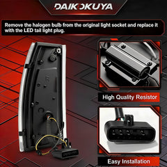 LED Tail Lights for 1988-1998 Chevy GMC C/K Sierra, 92-99 Suburban Yukon, 95-99 Tahoe,Blazer,Cadillac Escalade Plug & Play-4