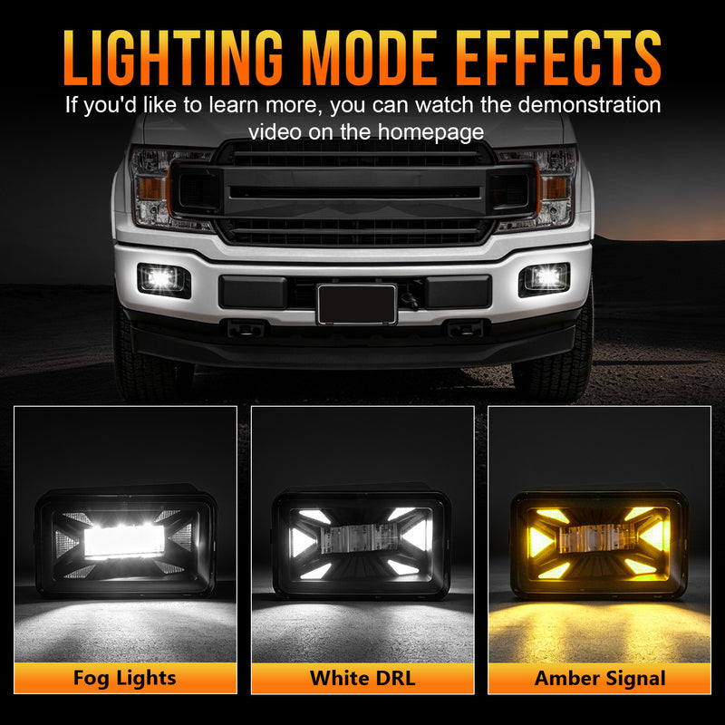 OKSIWA LED Fog Lights with DRL For 2015-2020 Ford F-150 Bumper Driving Fog Lamps Set Assembly Kit 1 Pair (Clear Lens) 2015 2016 2017 2018 2019 2020-2