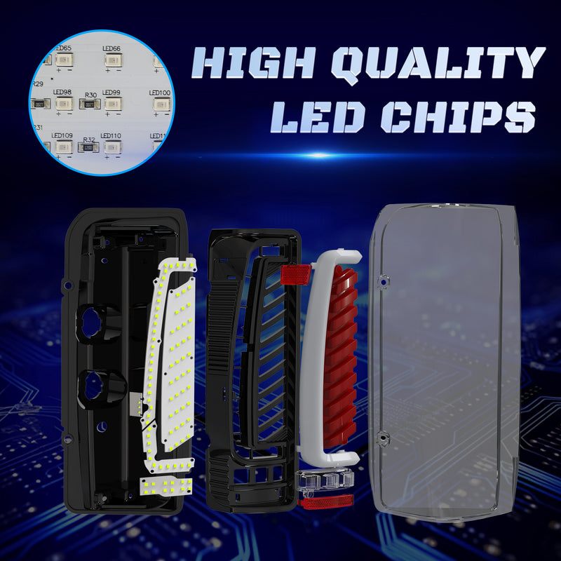 OKSIWA Sequential Full Led tail lights for 1989-1996 Ford F150/Bronco, 1989-1997 F250/F350 Starting Animated, Dynamic Turn Signal,Brake Light,Reverse Light Smoked Rear Light Assembly-6