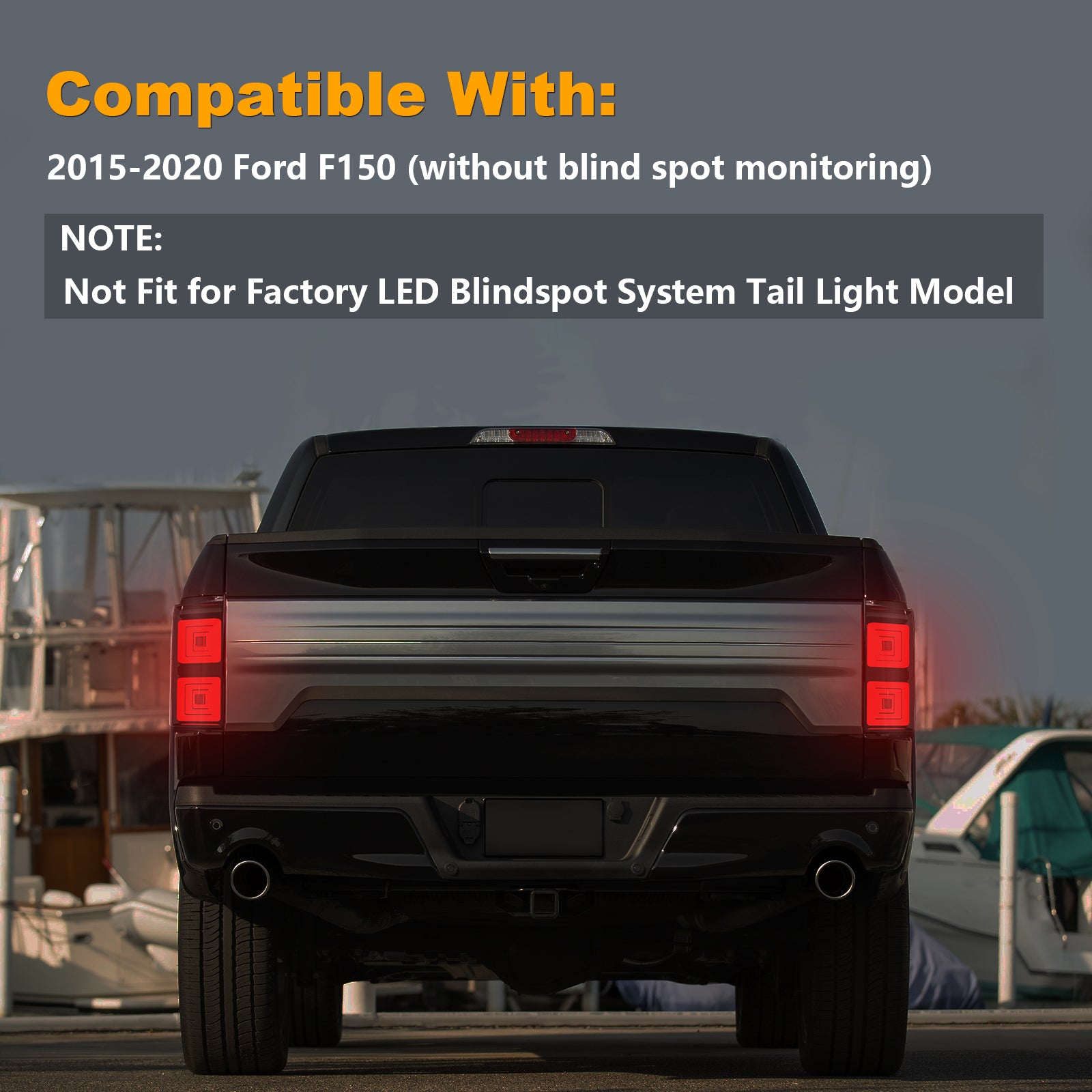 OKSIWA Tail Lights for Ford F-150 2015–2020 Without BSM, Tunnel-Shaped Design, Dynamic Turn Signal, Reverse & Brake Rear Lights Assembly (Not for Blind Spot/Factory LED Models)-5