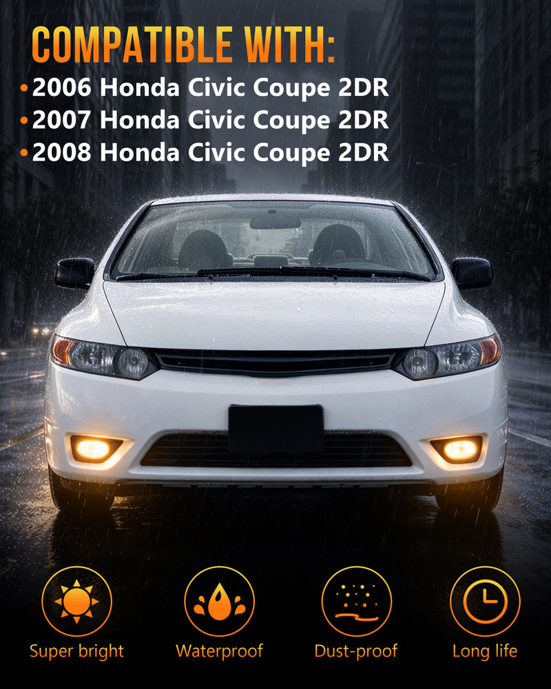 DOT approved Fog Lights for 2006-2008 Honda Civic Coupe 2DR-3