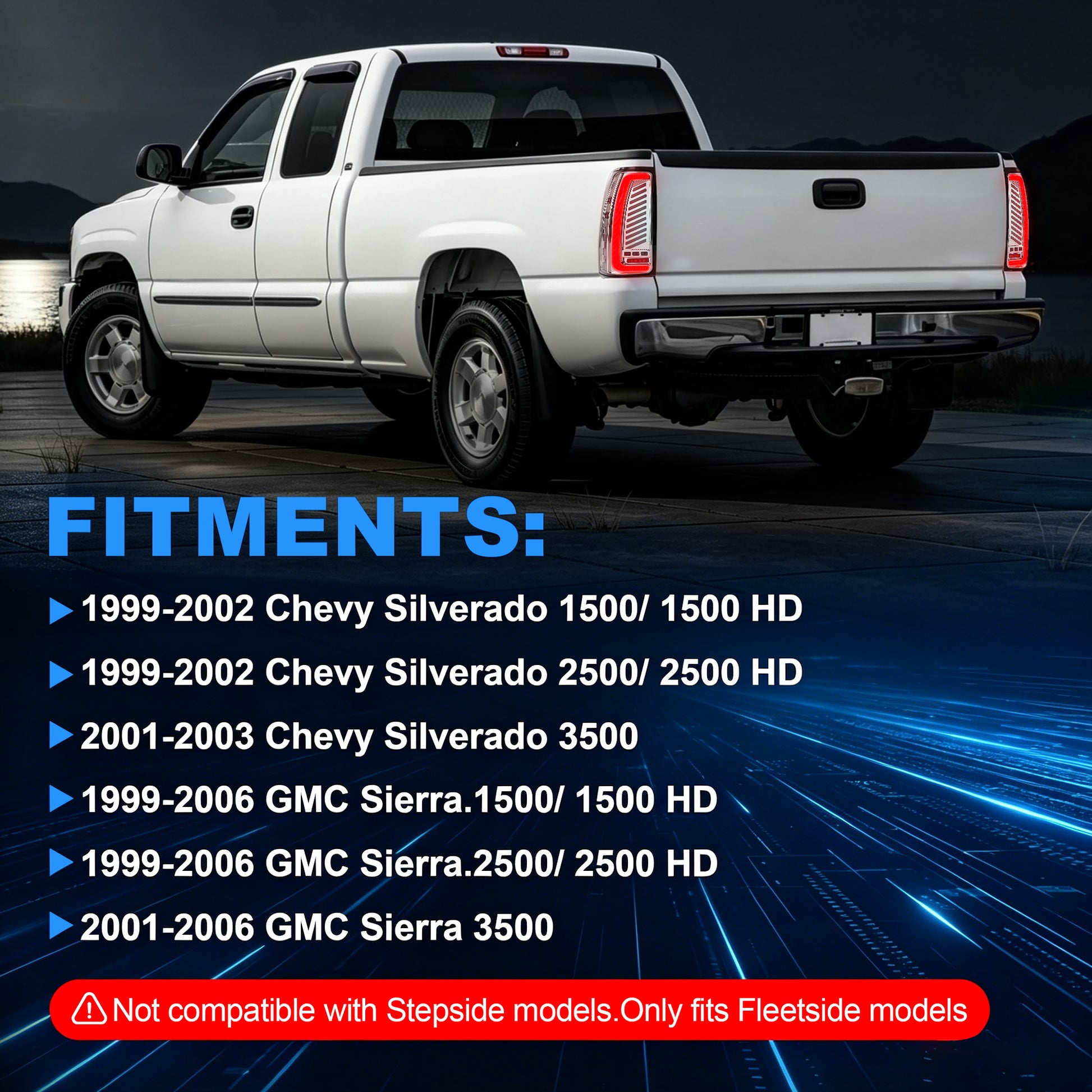 Sequential LED Tail Lights with Startup Animation for 1999-2006 GMC Sierra & 1999-2002 Chevy Silverado Clear Lens Plug & Play-3