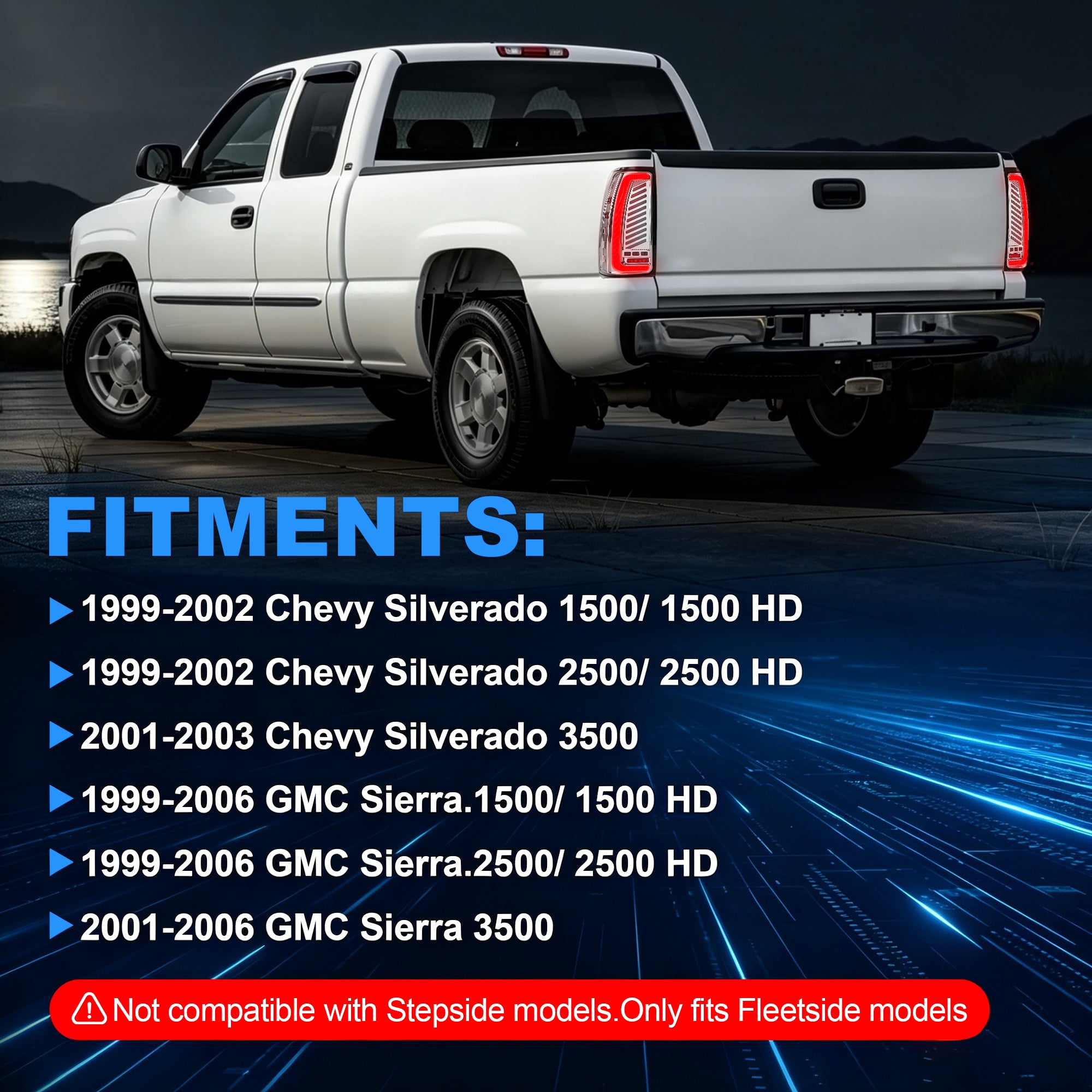 Sequential LED Tail Lights with Startup Animation for 1999-2006 GMC Sierra & 1999-2002 Chevy Silverado Clear Lens Plug & Play-3